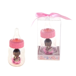 Mega Favors - Ethnic Baby inside Baby Bottle Poly Resin in Gift Box - Pink