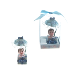 Mega Favors - Baby in Gift Box with Awning Poly Resin in Gift Box - Blue