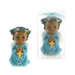 Mega Favors - Ethnic Toddler Praying with Wings in Clear Box - Blue