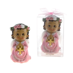 Mega Favors - Ethnic Toddler Praying with Wings in Clear Box - Pink
