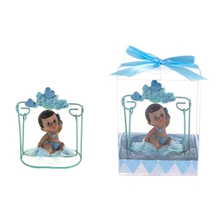 Mega Favors - Ethnic Baby Sitting on Swing Poly Resin in Gift Box - Blue