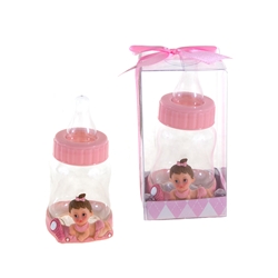 Mega Favors - Baby on Baby Bottle Poly Resin in Gift Box - Pink