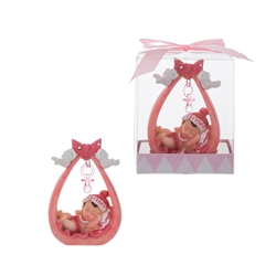 Mega Favors - Baby Sleeping Under Pacifier Poly Resin in Gift Box - Pink