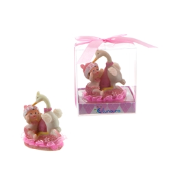Mega Favors - Baby Playing with Stork Poly Resin in Gift Box - Pink