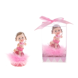 Mega Favors - Baby Holding Pacifier Poly Resin in Gift Box - Pink