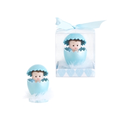 Mega Favors - Baby inside Egg Shell Poly Resin in Gift Box - Blue