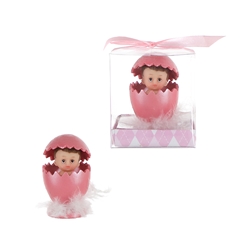 Mega Favors - Baby inside Egg Shell Poly Resin in Gift Box - Pink