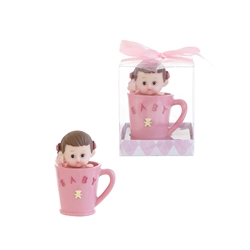 Mega Favors - Baby inside a Cup with Pacifier Poly Resin in Gift Box - Pink