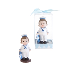Mega Favors - Baby Wearing Sailor Uniform Poly Resin in Gift Box - Blue