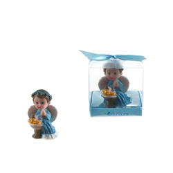 Mega Favors - Baby Angel Praying Next to Infant Poly Resin in Gift Box - Blue