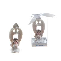 Mega Favors - Baby Angel Praying in White Under Wings in Gift Box - Pink