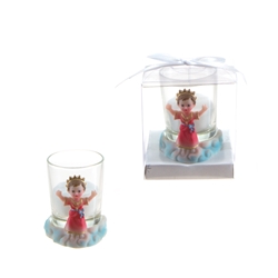 Mega Favors - Baby El Nino Poly Resin Candle Set in Gift Box - White