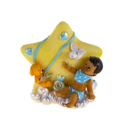Mega Favors - Ethnic Baby Sitting on Clouds Poly Resin - Blue