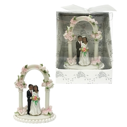 Mega Favors - Ethnic Wedding Couple Under Arch Poly Resin in Designer Box - White