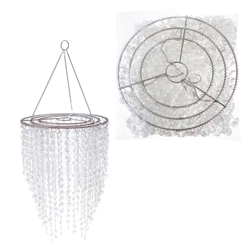 Mega Crafts - 14" x 16" Crystal Chandelier with Acrylic Round Gems - Clear