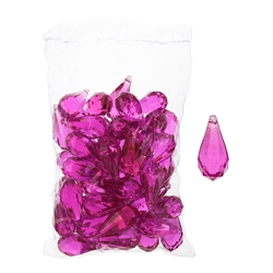 Mega Crafts - 1 Pound Acrylic Decorative Ice Rocks Teardrop - Fuchsia