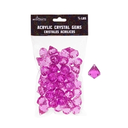 Mega Crafts - 1/2 Pound Acrylic Decorative Gemstones - Fuchsia