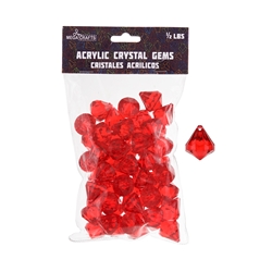 Mega Crafts - 1/2 Pound Acrylic Decorative Gemstones - Red