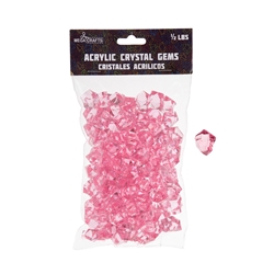 Mega Crafts - 1/2 Pound Acrylic Decorative Ice Rocks Cube - Pink