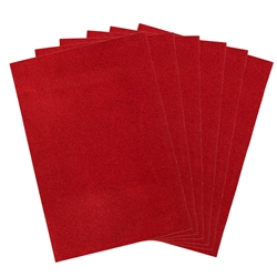 Mega Crafts - 6 pcs 16" x 24" Metallic Glitter Adhesive EVA Foam Sheet - Red