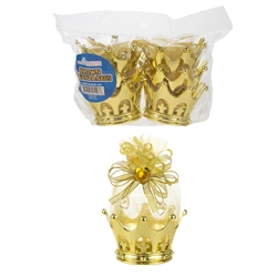 Mega Crafts - 6 pcs Crown with Rhinestone Organza Bag - Gold