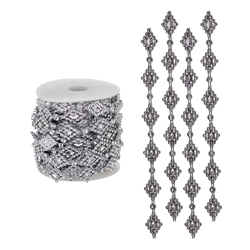 Mega Crafts - 3/4" x 10 Yards Diamond Rhinestones Ribbon Roll - Silver