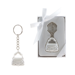 Mega Favors - Purse Poly Resin Key Chain in Gift Box - White