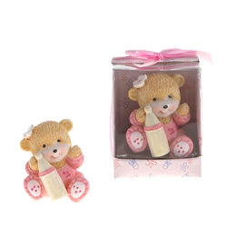 Mega Favors - Teddy Bear Wearing Pajama Poly Resin in Designer Box - Pink