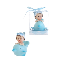 Mega Favors - Baby Sitting on Dolphin in Gift Box - Blue
