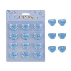 Mega Crafts - 12 pcs Baby Diaper Poly Resin Embellishments - Blue