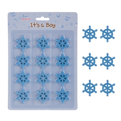 Mega Crafts - 12 pcs Baby Sail Wheel Poly Resin Embellishments - Blue