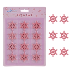 Mega Crafts - 12 pcs Baby Sail Wheel Poly Resin Embellishments - Pink