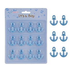 Mega Crafts - 12 pcs Baby Anchor Poly Resin Embellishments - Blue