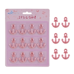 Mega Crafts - 12 pcs Baby Anchor Poly Resin Embellishments - Pink