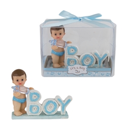 Mega Favors - Baby with Phrase Poly Resin in Gift Box - Blue