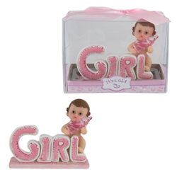 Mega Favors - Baby with Phrase Poly Resin in Gift Box - Pink