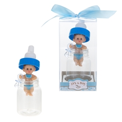 Mega Favors - Baby in Baby Bottle with Pacifier Poly Resin in Gift Box - Blue
