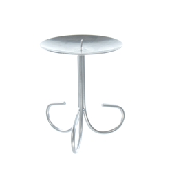 Mega Candles - Pillar / Round Metal Candle Holder - Matte Silver