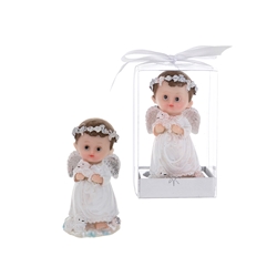 Mega Favors - Baby Angel Holding in White a Baby Lamb in Gift Box - Blue