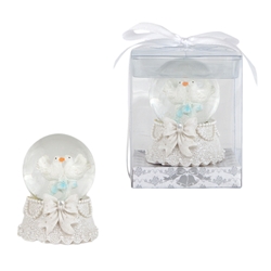 Mega Favors - Two Doves in Water Snow Globe Poly Resin in Gift Box - White