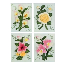 Mega Favors - Assorted Flowers Square Plaque - Asst