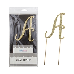 Mega Crafts - Sparkling Rhinestone Letter Cake Topper - A Gold