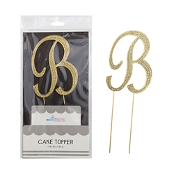 Mega Crafts - Sparkling Rhinestone Letter Cake Topper - B Gold
