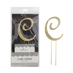 Mega Crafts - Sparkling Rhinestone Letter Cake Topper - C Gold
