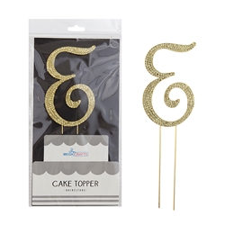 Mega Crafts - Sparkling Rhinestone Letter Cake Topper - E Gold