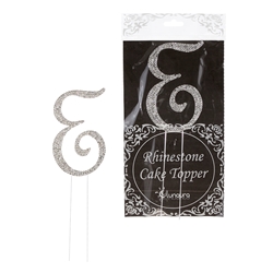 Mega Crafts - Sparkling Rhinestone Letter Cake Topper - E Silver