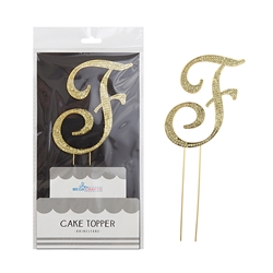 Mega Crafts - Sparkling Rhinestone Letter Cake Topper - F Gold