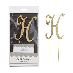 Mega Crafts - Sparkling Rhinestone Letter Cake Topper - H Gold