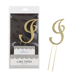 Mega Crafts - Sparkling Rhinestone Letter Cake Topper - I Gold
