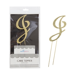 Mega Crafts - Sparkling Rhinestone Letter Cake Topper - J Gold